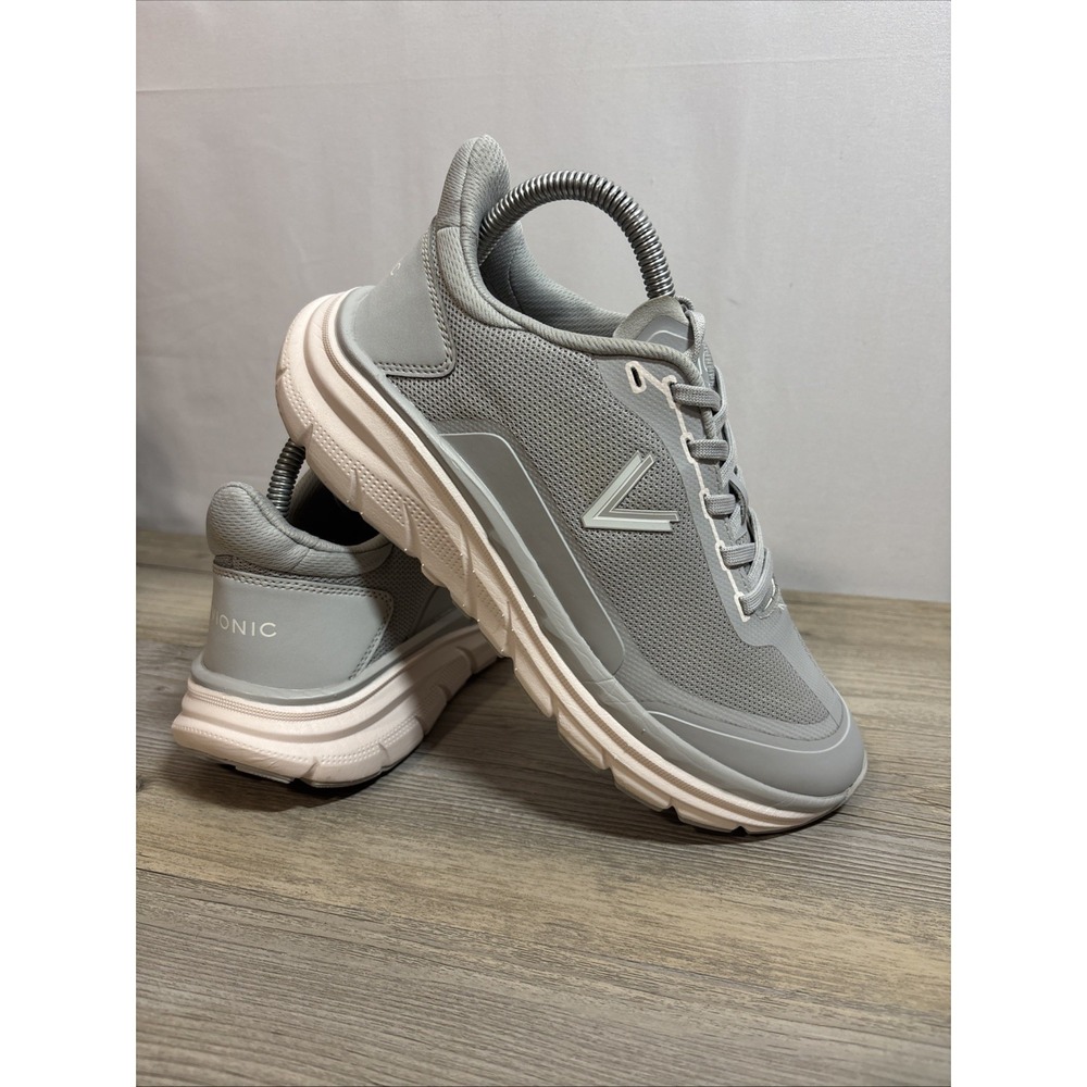 Vionic Women's 7.5 Wide Walk Max Gray White Water Repellent Walk Run Sneaker
